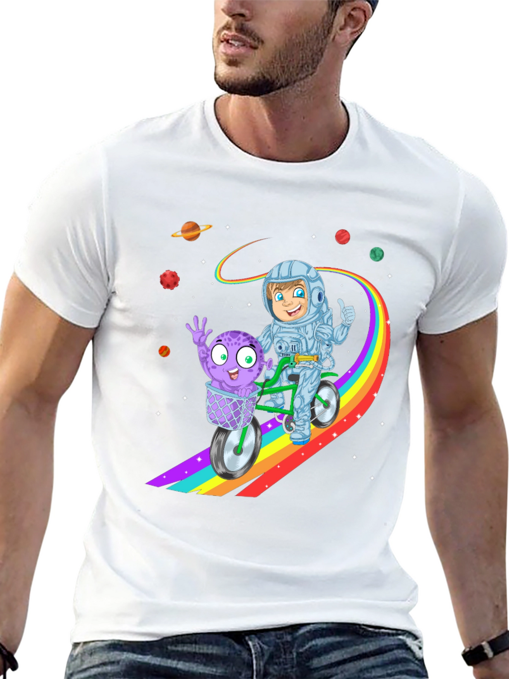 Astronaut & Alien Ride Kids T-Shirt