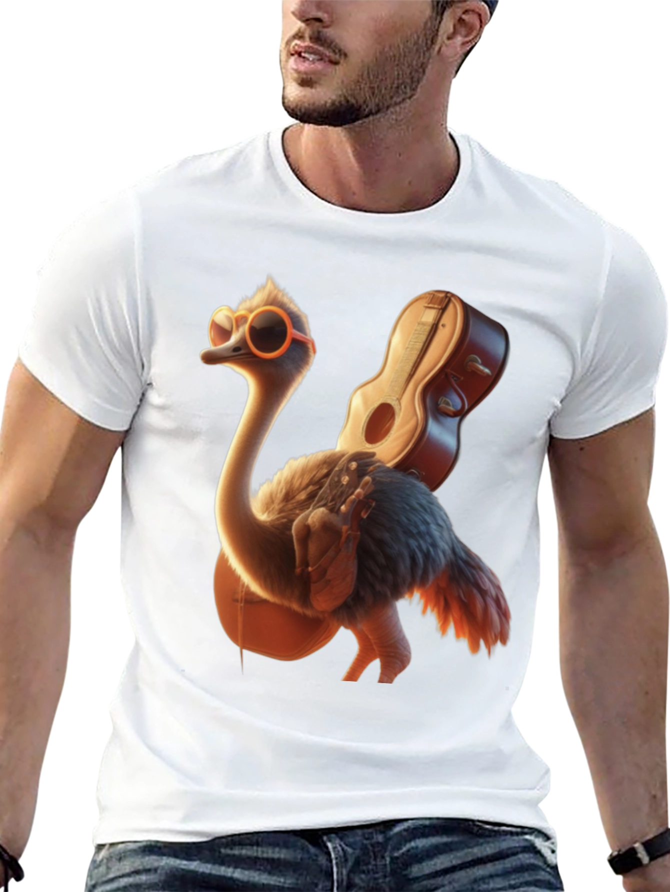 Ostrich Guitar T-Shirt: Funny & Unique Design