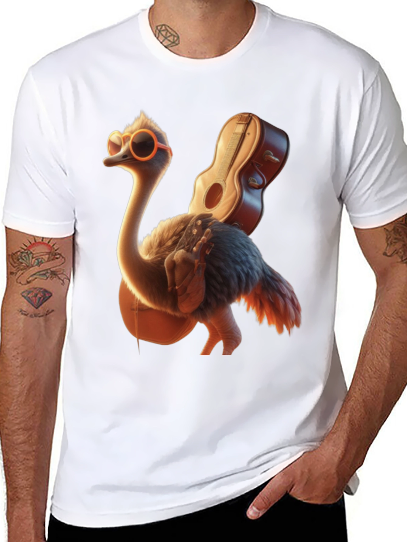 Ostrich Guitar T-Shirt: Funny & Unique Design