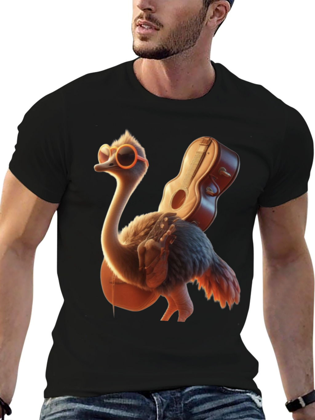 Ostrich Guitar T-Shirt: Funny & Unique Design