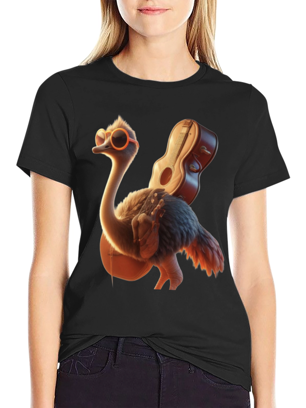 Ostrich Guitar T-Shirt: Funny & Unique Design