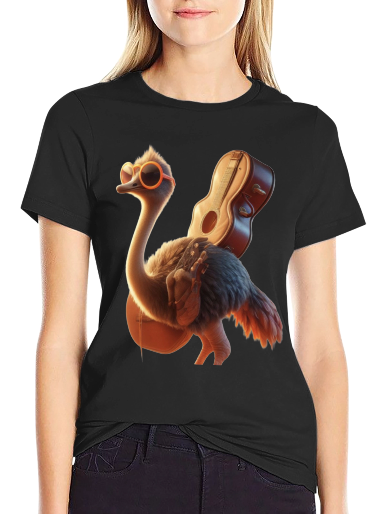 Ostrich Guitar T-Shirt: Funny & Unique Design