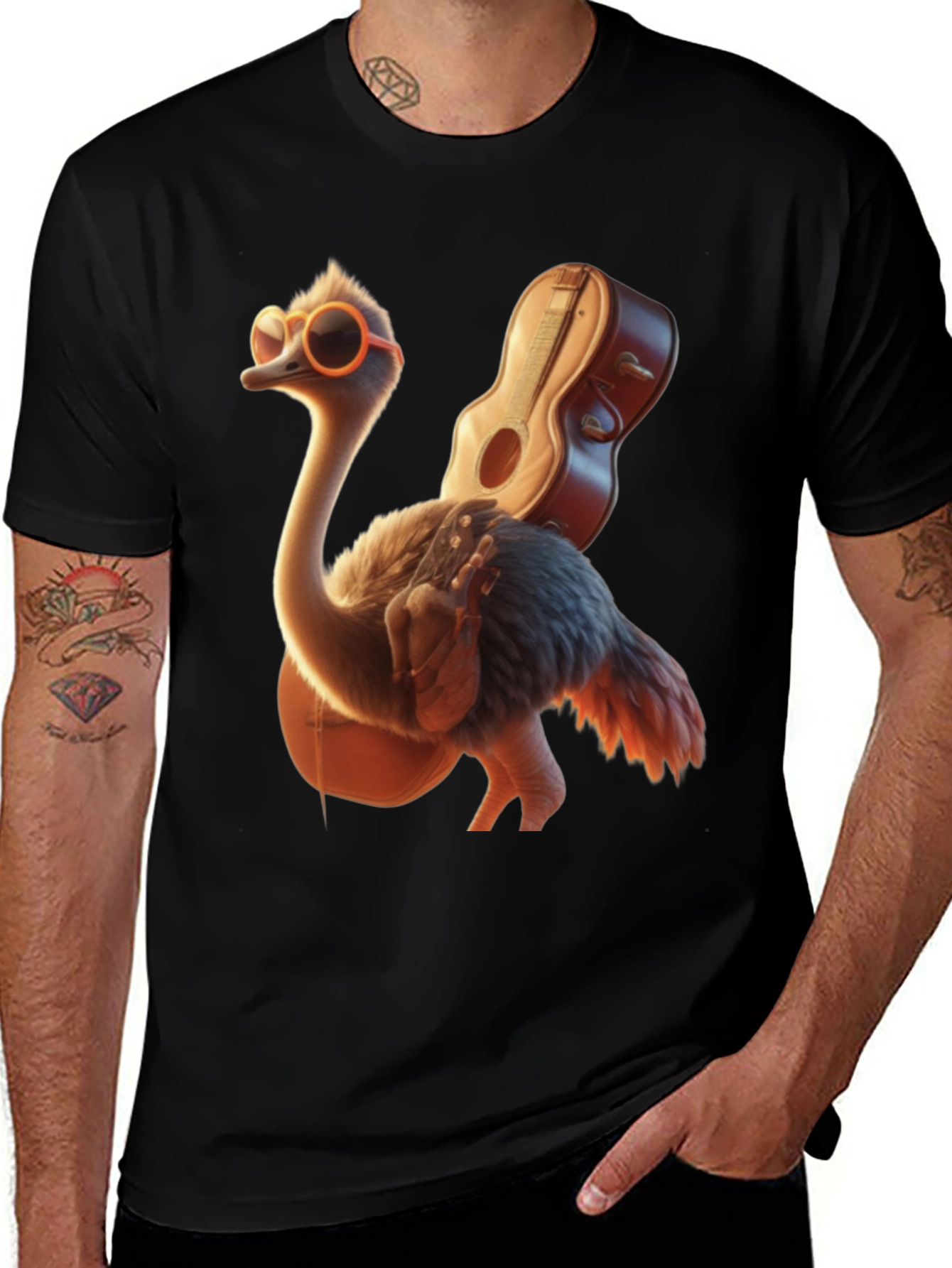 Ostrich Guitar T-Shirt: Funny & Unique Design