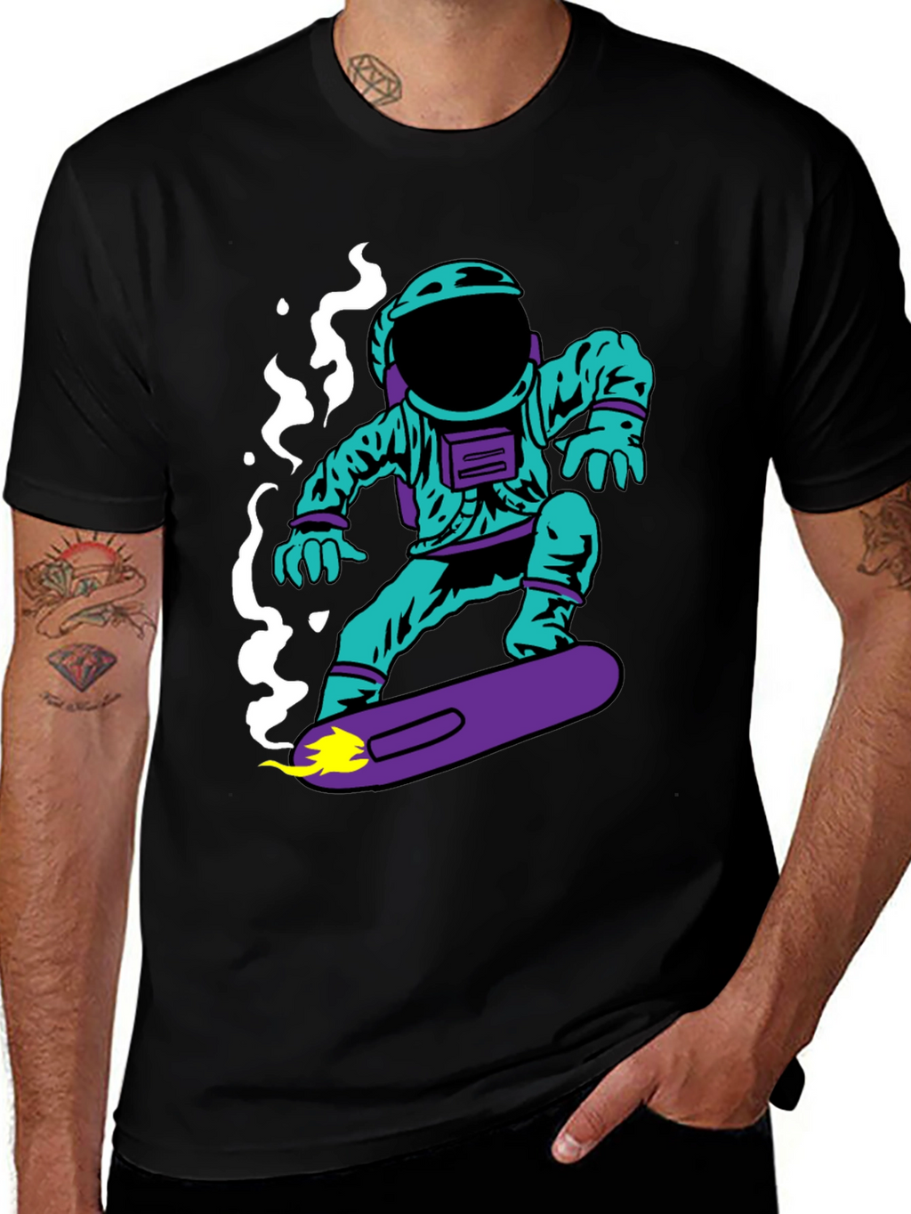 Astronaut on Skateboard Graphic T-Shirt
