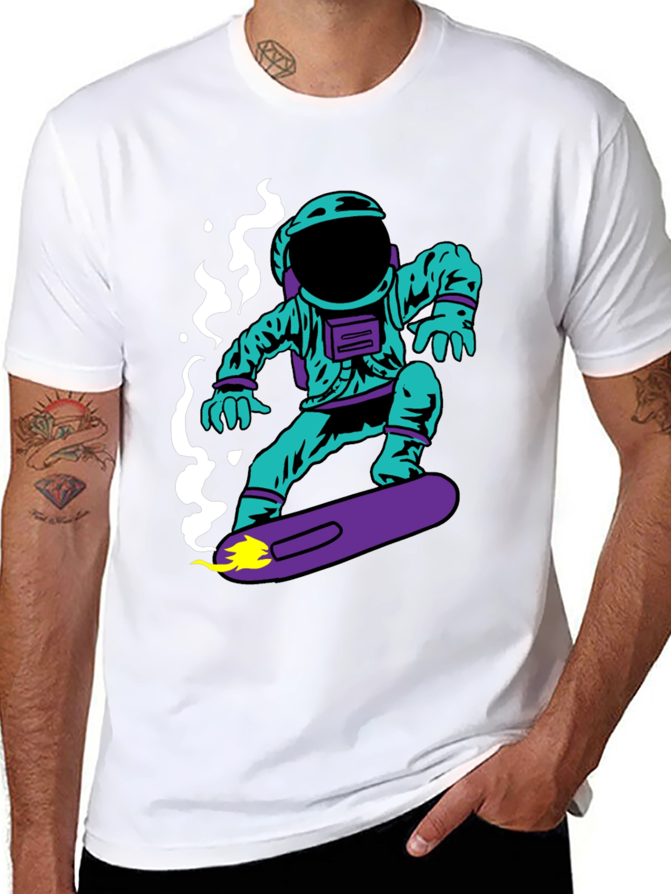 Astronaut on Skateboard Graphic T-Shirt