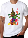 Mens Graphic Tee: Fiery Thai Demon Design