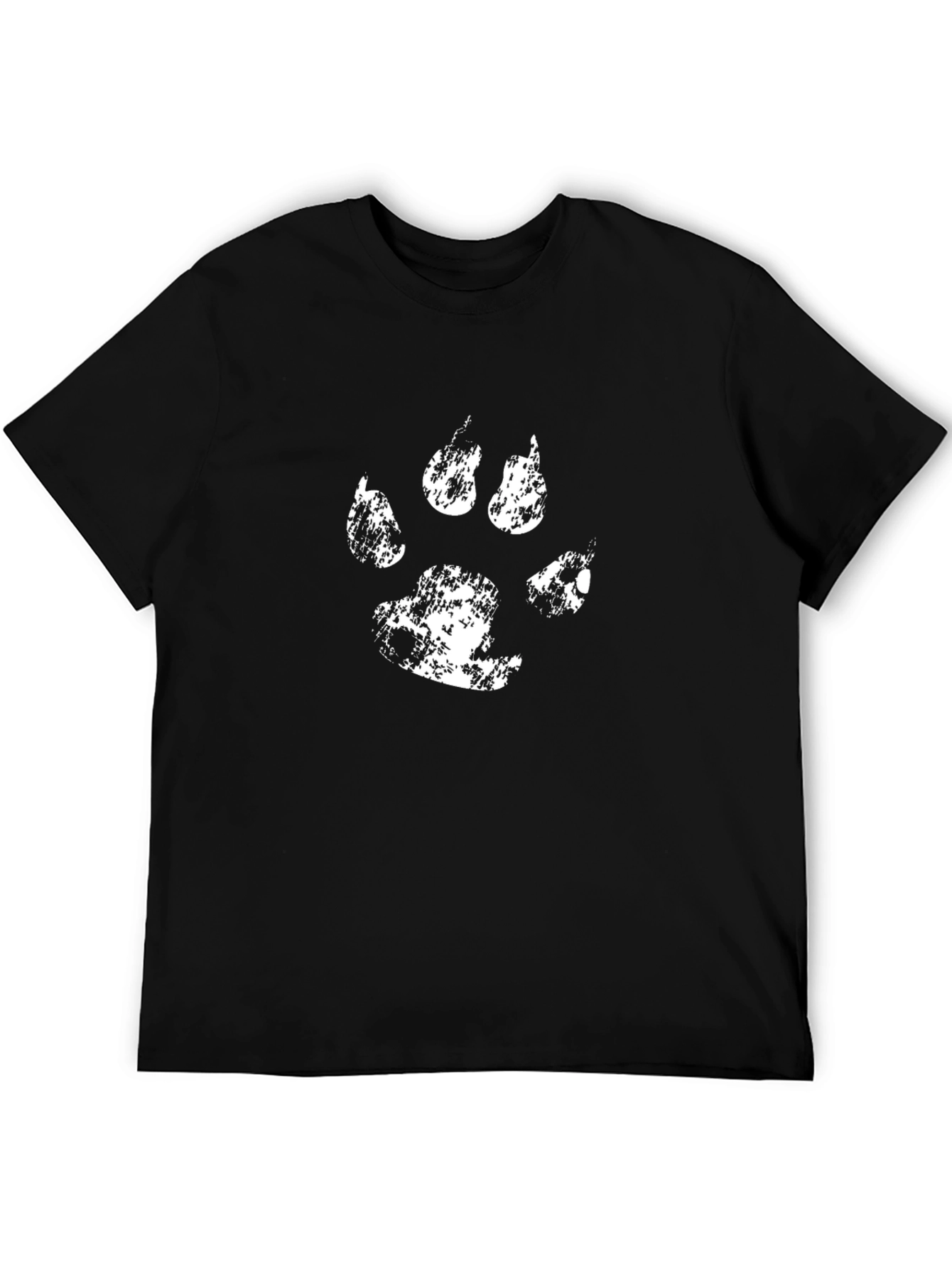 Distressed White Paw Print Black Graphic Tee
