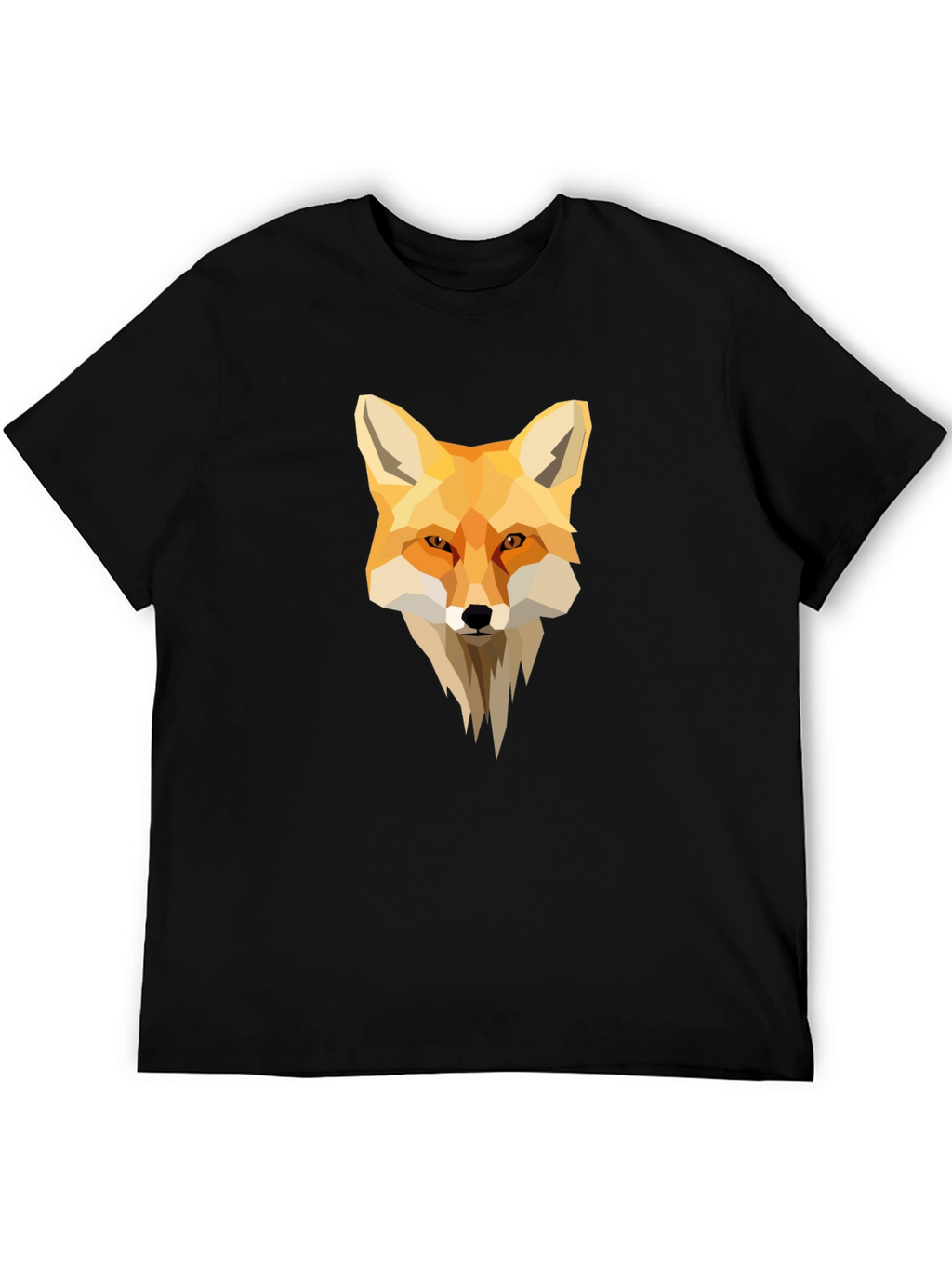 Geometric Fox Graphic Black T-Shirt