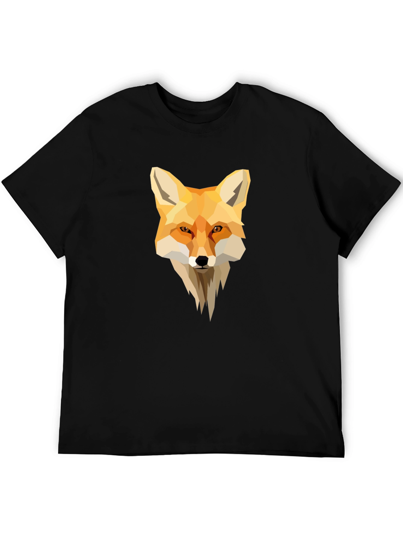 Geometric Fox Graphic Black T-Shirt
