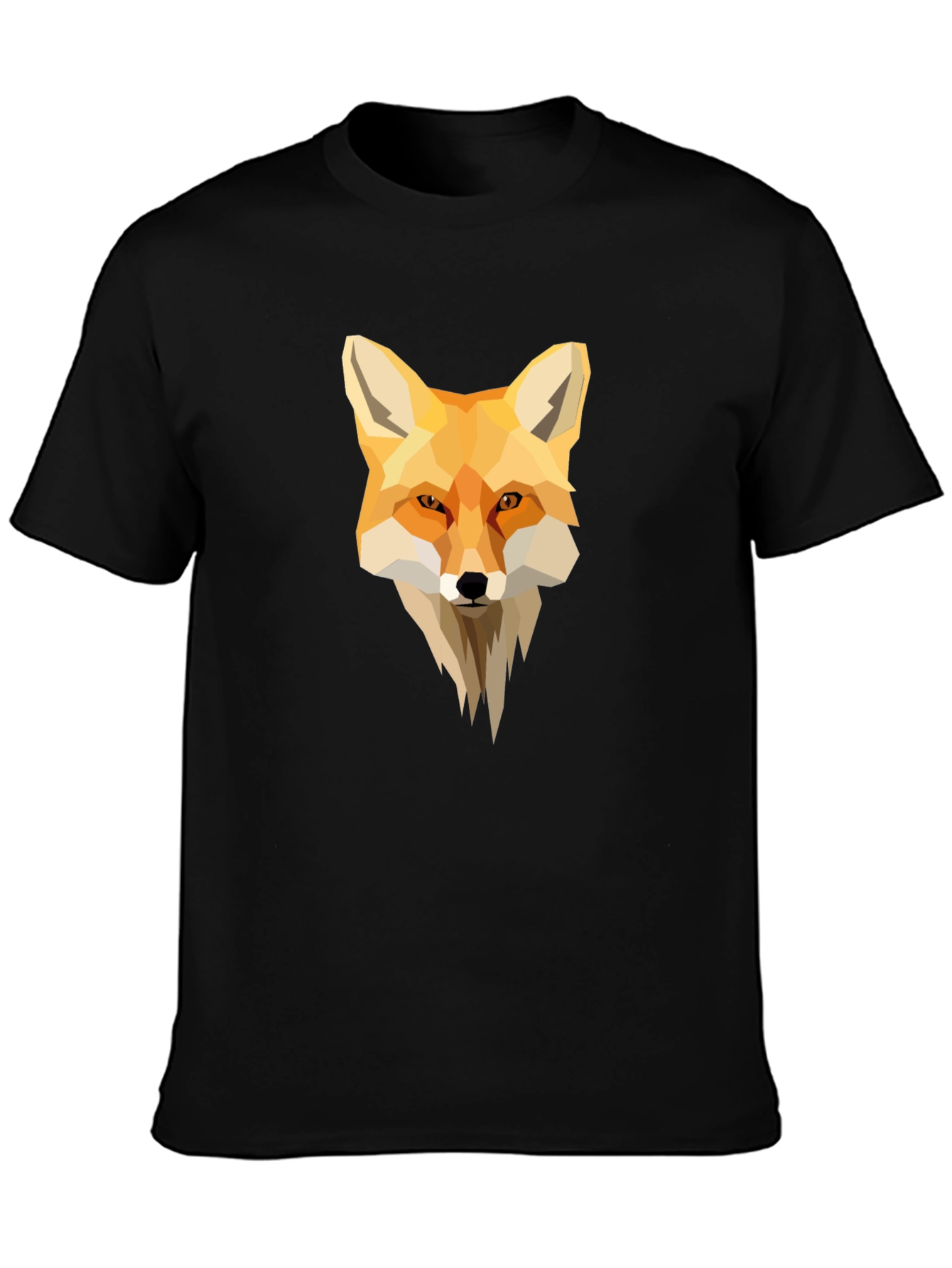 Geometric Fox Graphic Black T-Shirt