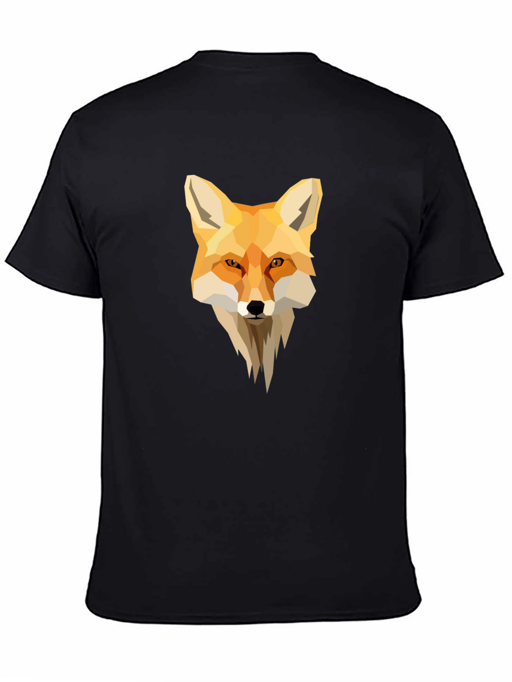 Geometric Fox Graphic Black T-Shirt