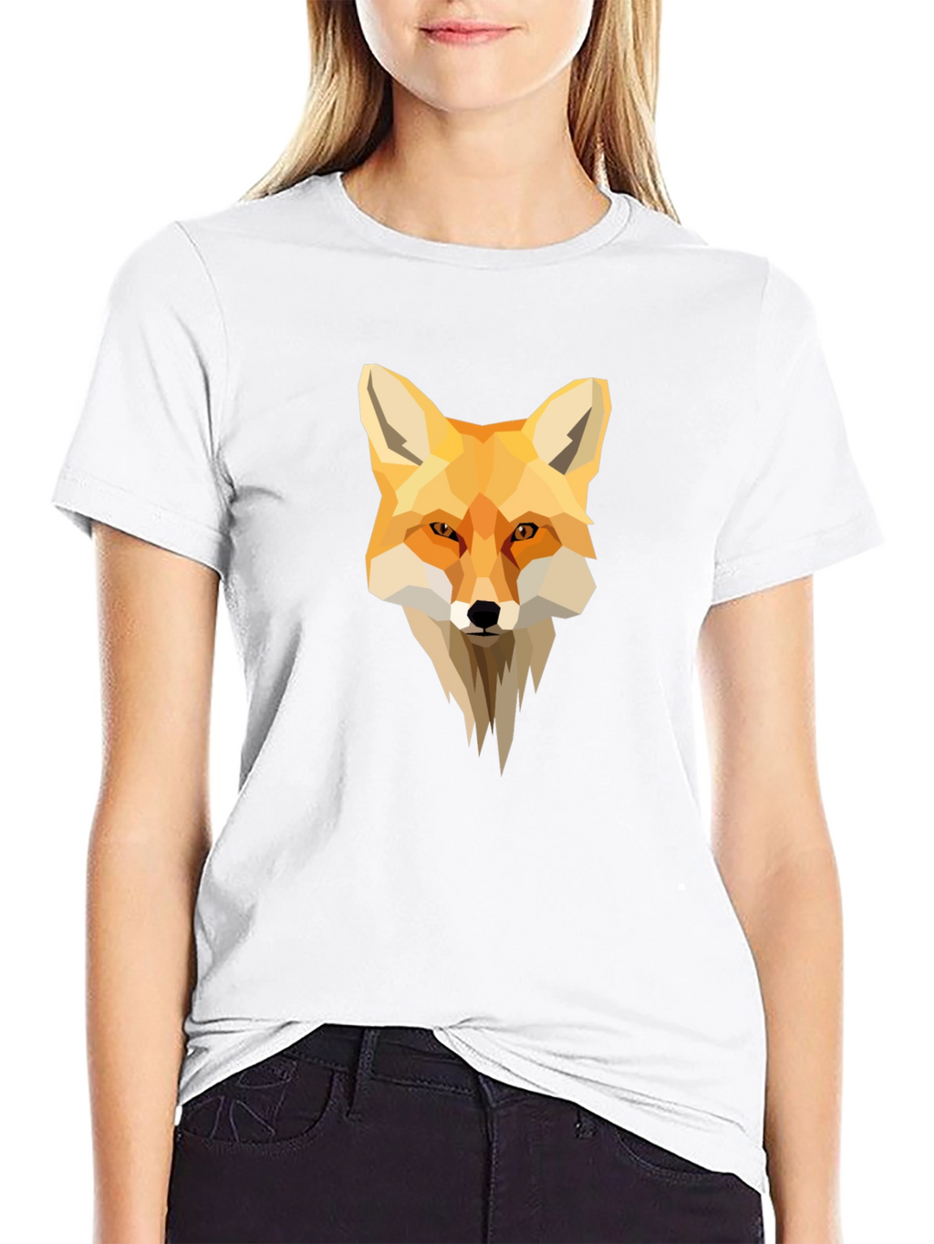 Geometric Fox Graphic Black T-Shirt