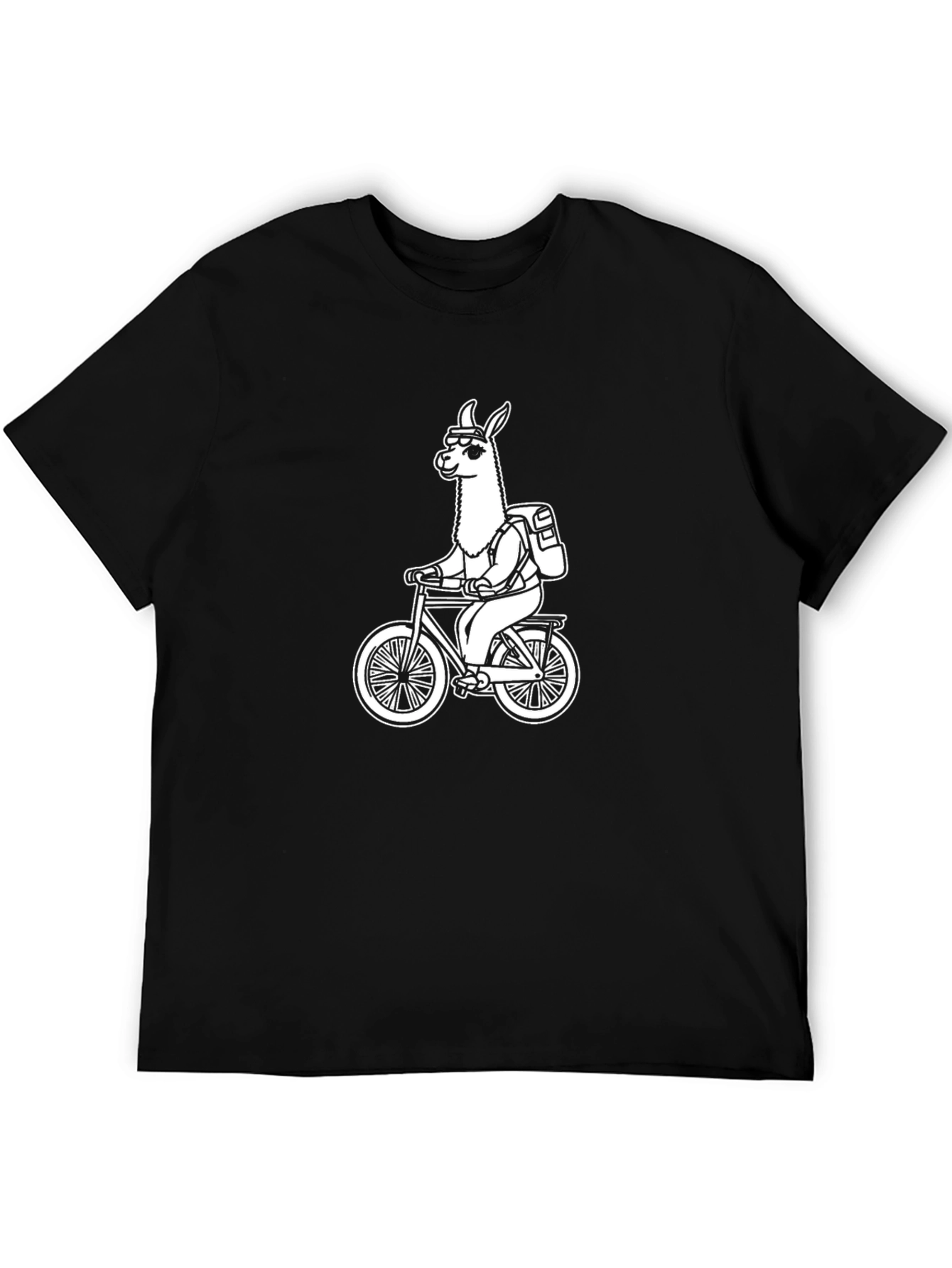 Llama Biker T-Shirt - Black Cotton Tee