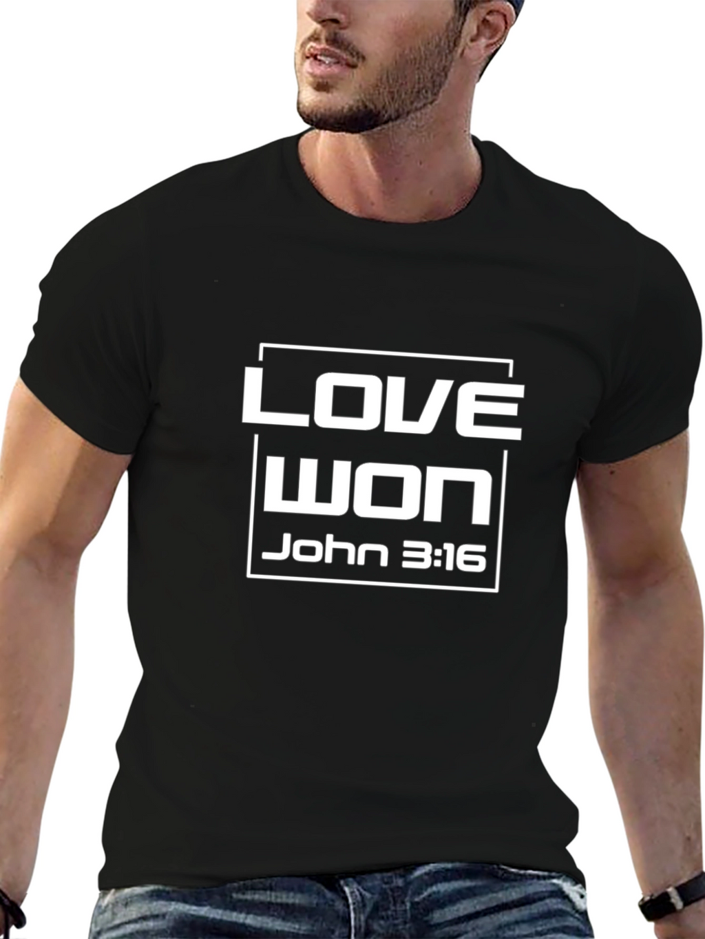 Love Won John 3:16 Black T-Shirt