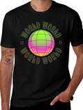World Graphic Print Black T-Shirt