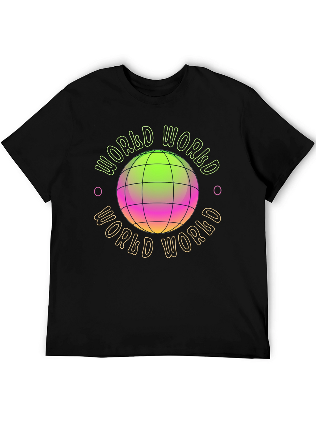 World Graphic Print Black T-Shirt