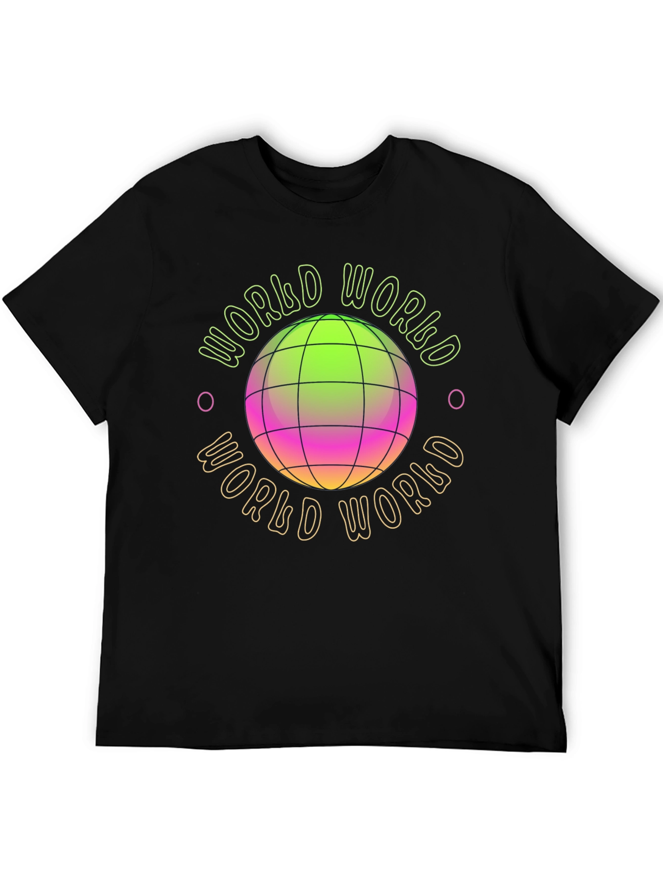 World Graphic Print Black T-Shirt