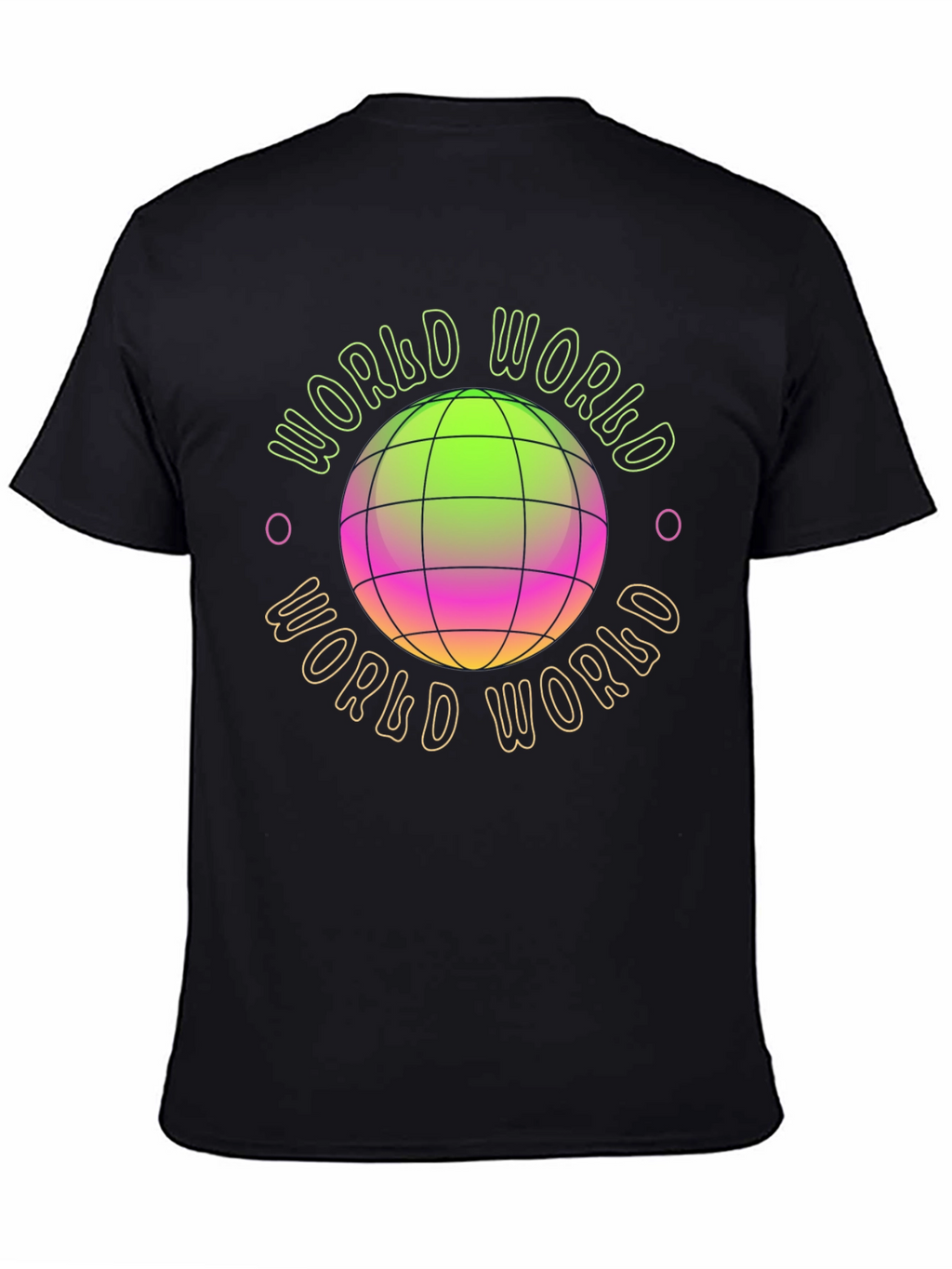 World Graphic Print Black T-Shirt
