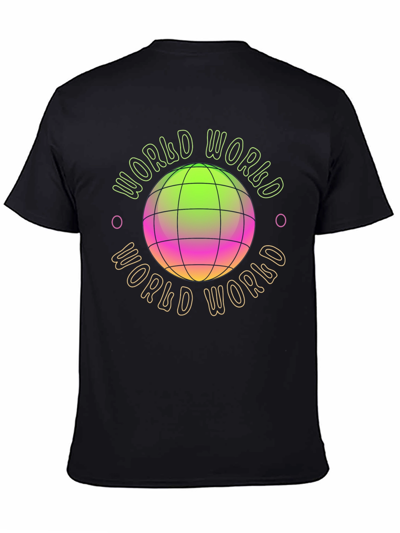 World Graphic Print Black T-Shirt