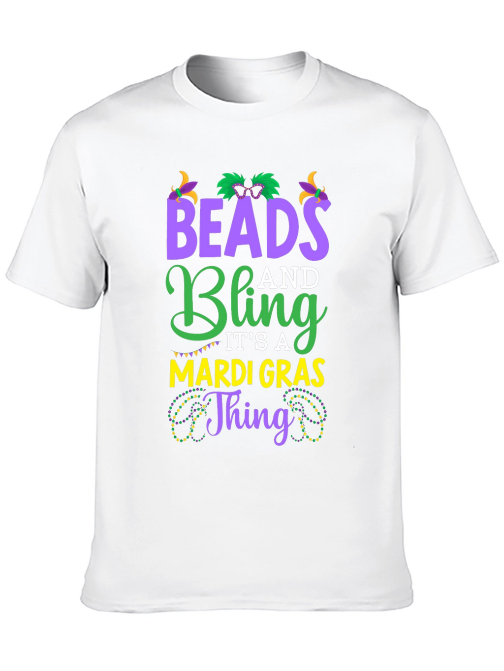 Mardi Gras Beads and Bling Graphic Tee