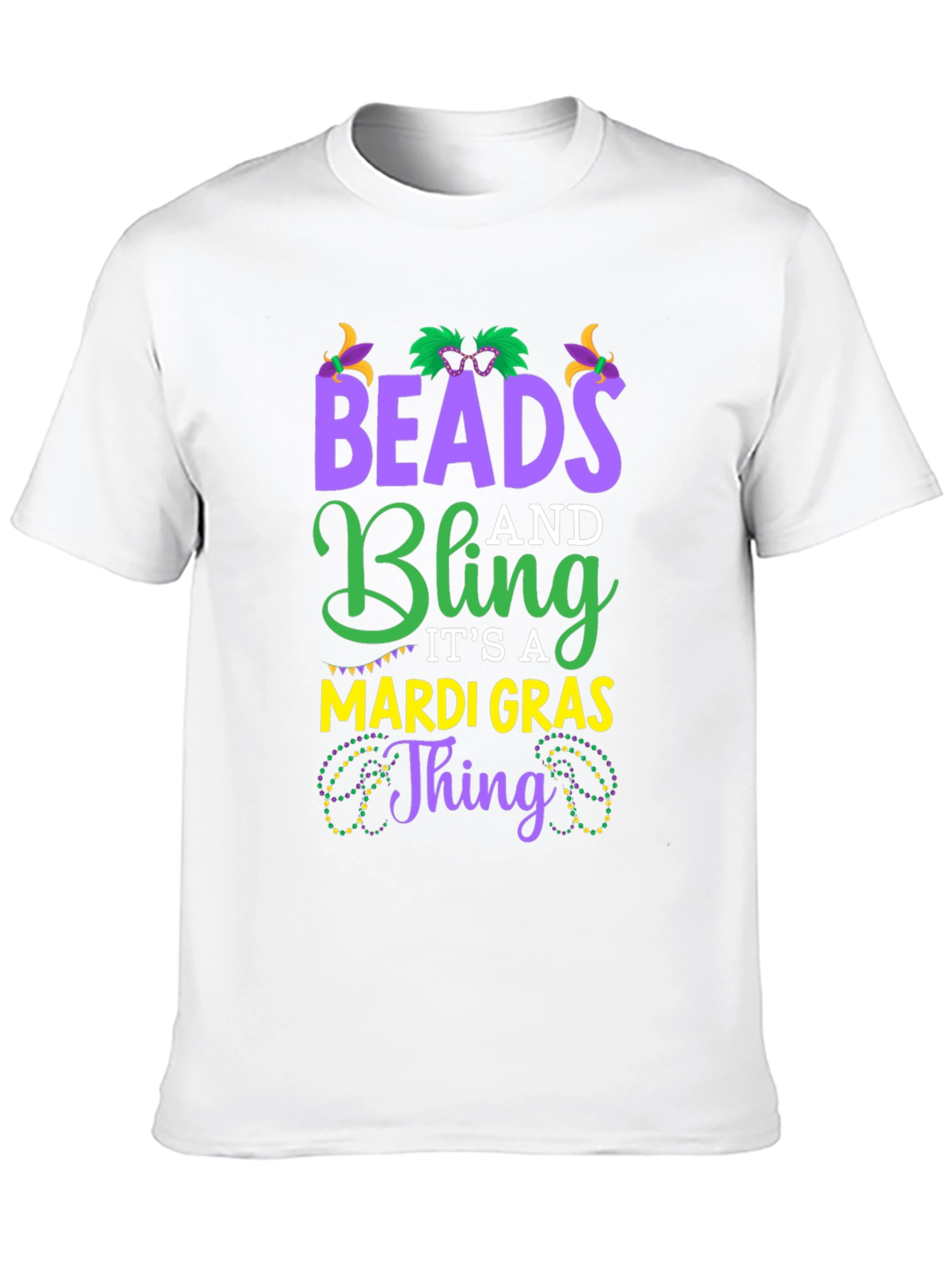 Mardi Gras Beads and Bling Graphic Tee