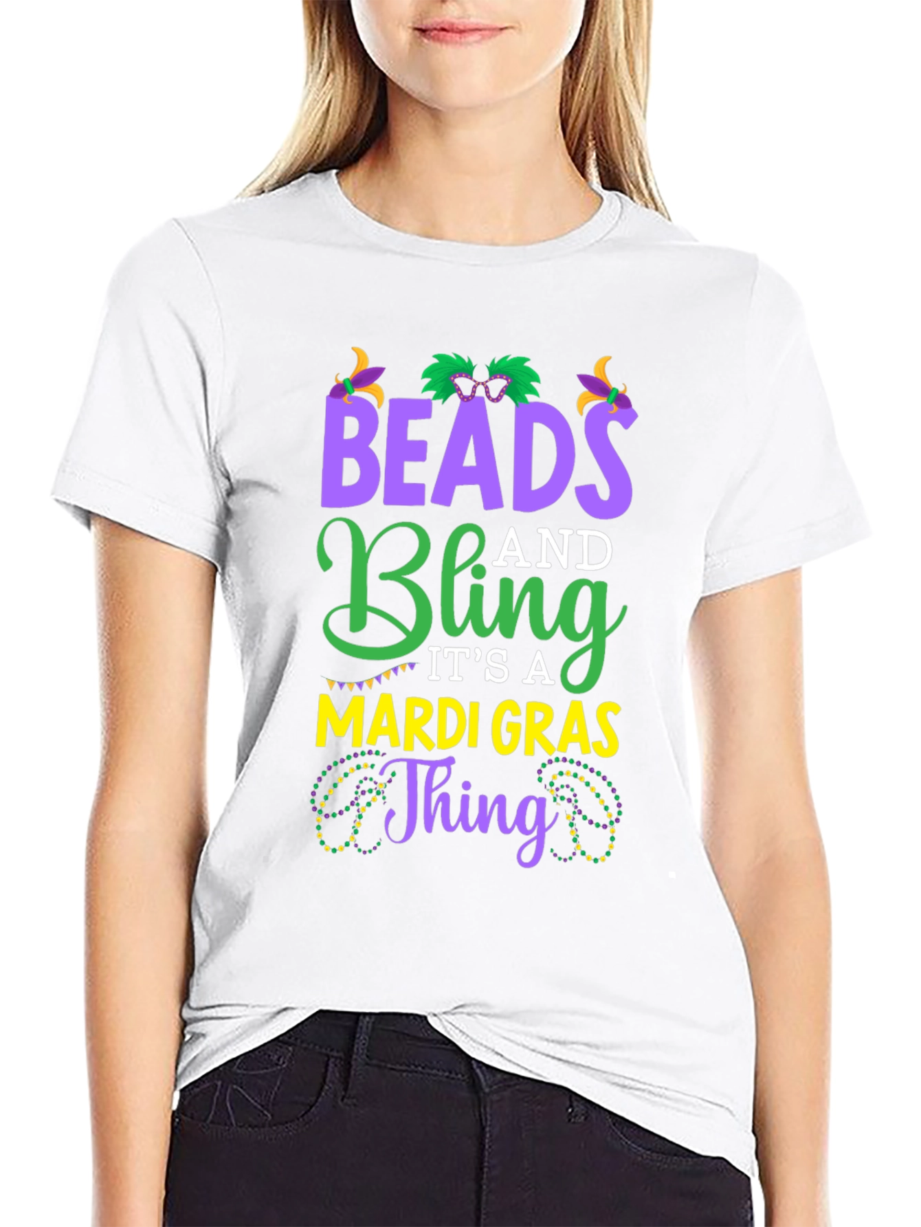 Mardi Gras Beads and Bling Graphic Tee