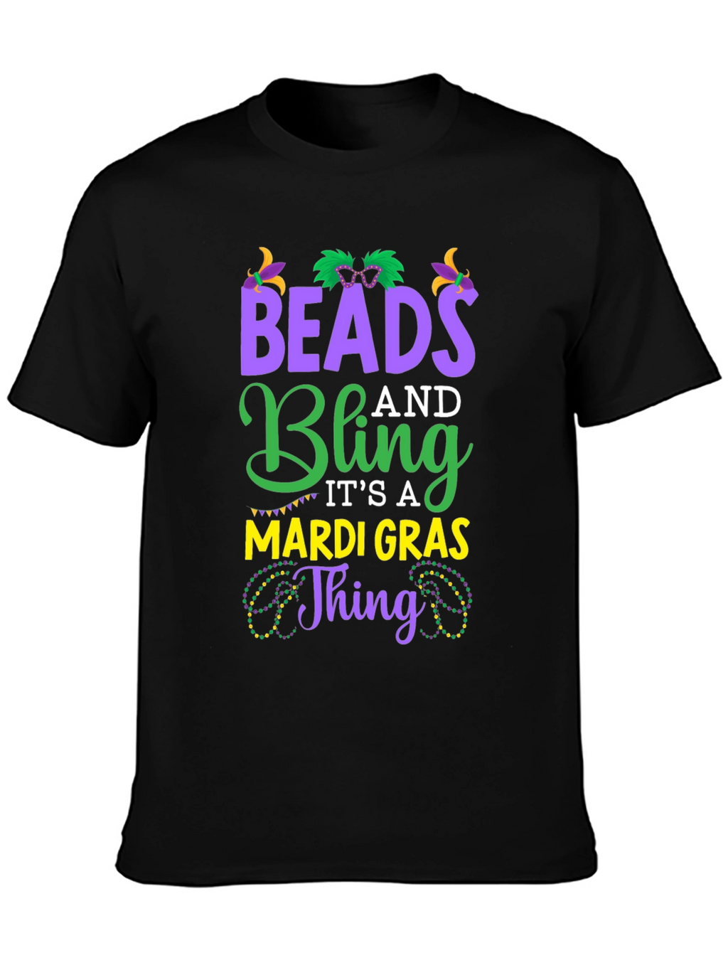 Mardi Gras Beads and Bling Graphic Tee