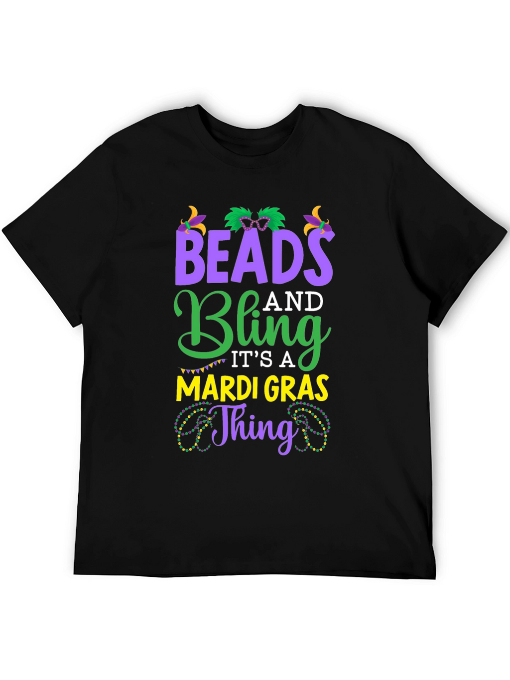 Mardi Gras Beads and Bling Graphic Tee