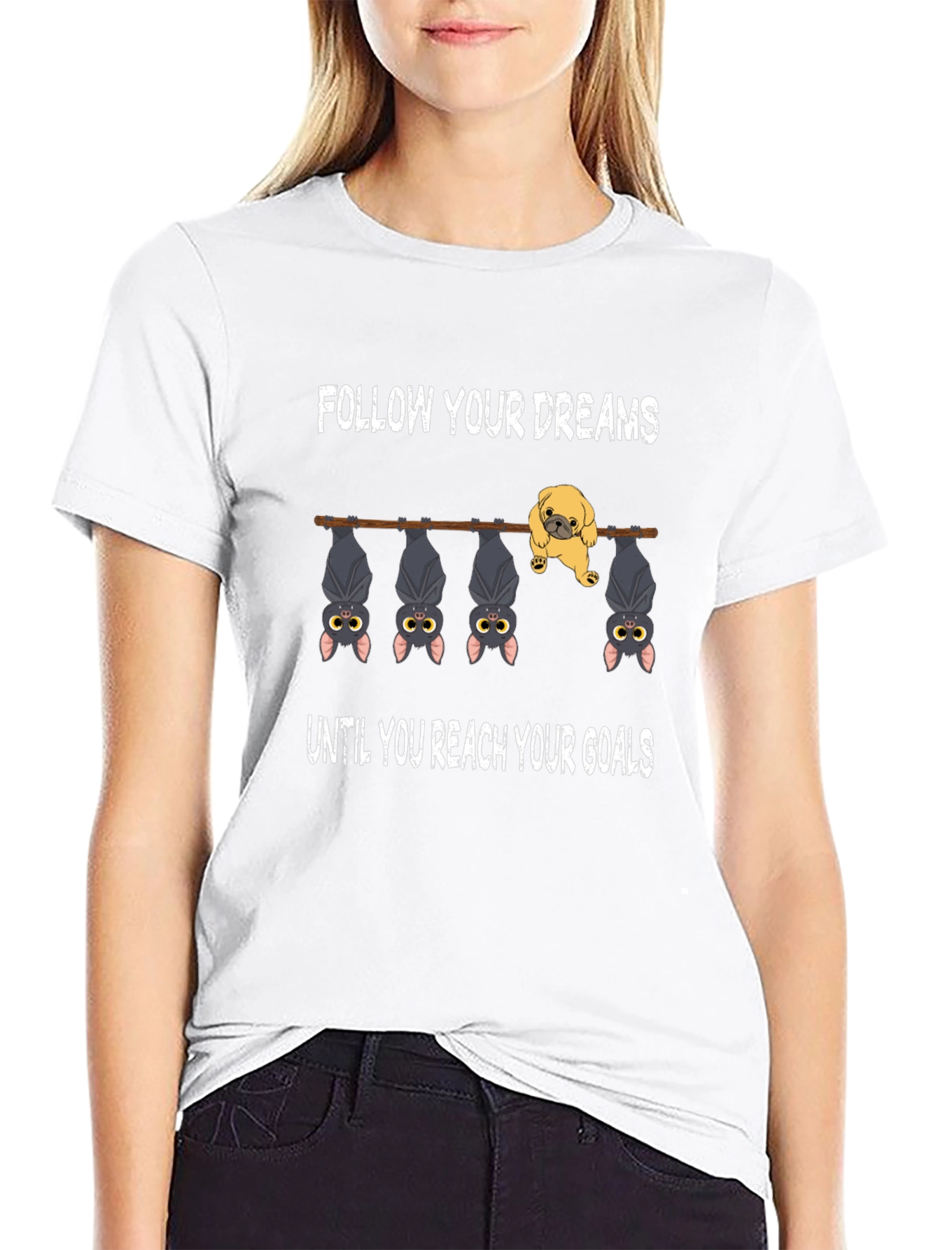 Follow Your Dreams T-Shirt Funny Pug Bats