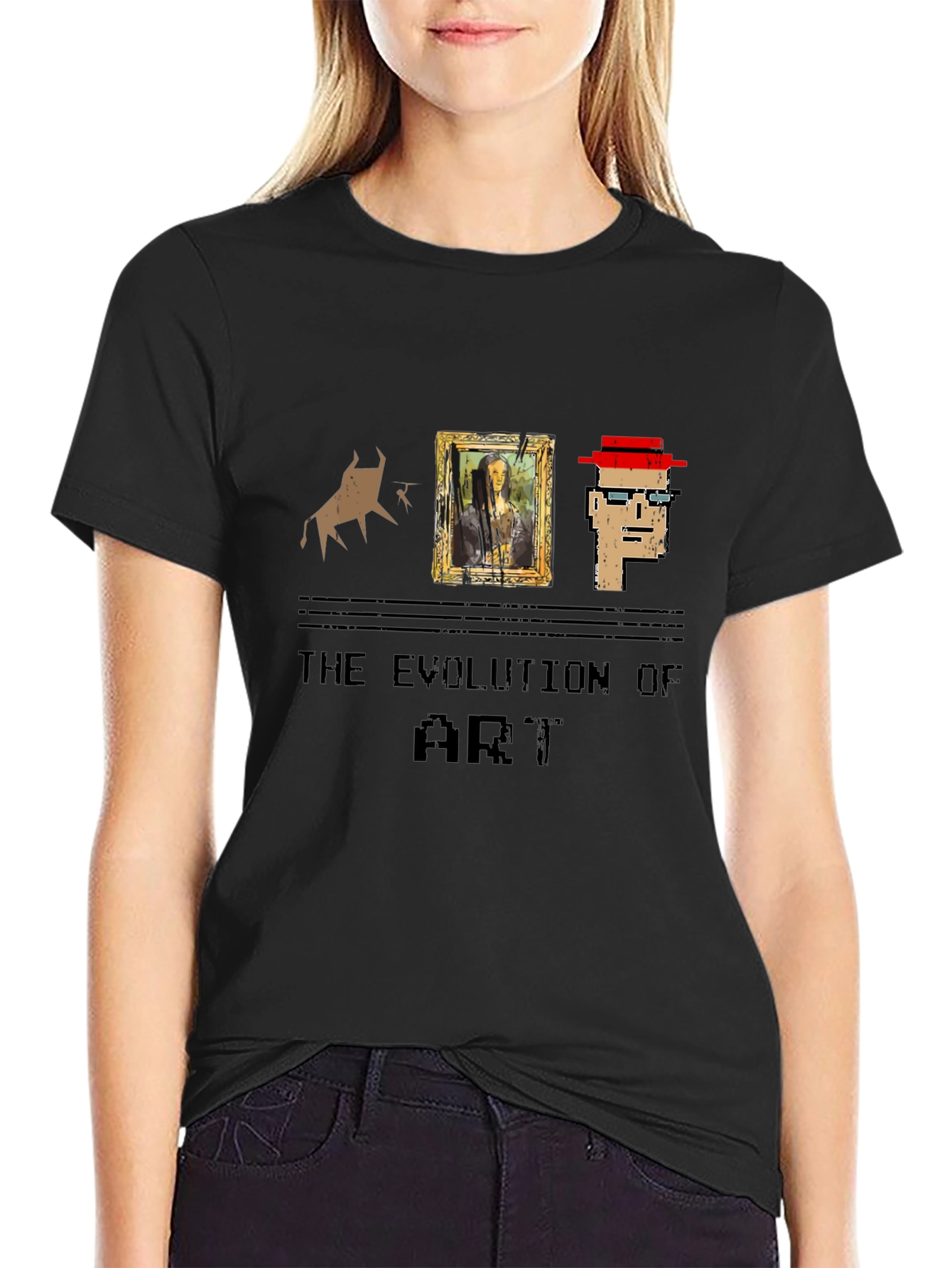 Evolution of Art Graphic Print Tee - Black