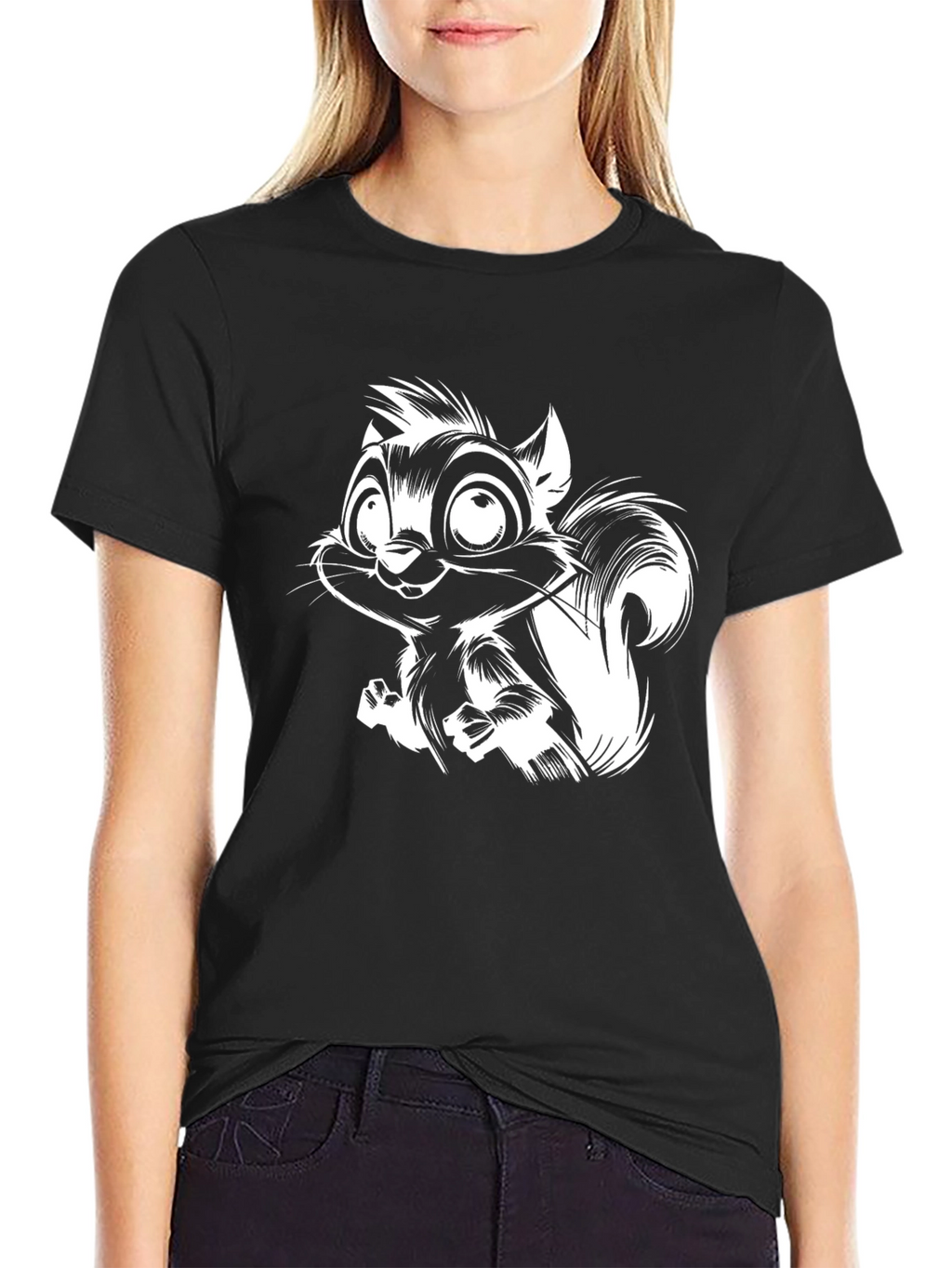 Squirrel Graphic T-Shirt - Black Cotton Tee