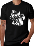 Squirrel Graphic T-Shirt - Black Cotton Tee