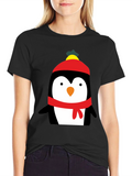Penguin Winter Hat Graphic T-Shirt