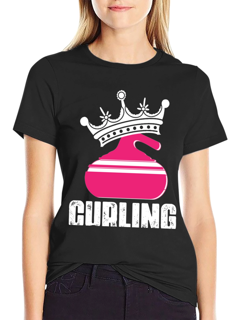 Curling Queen Black T-Shirt