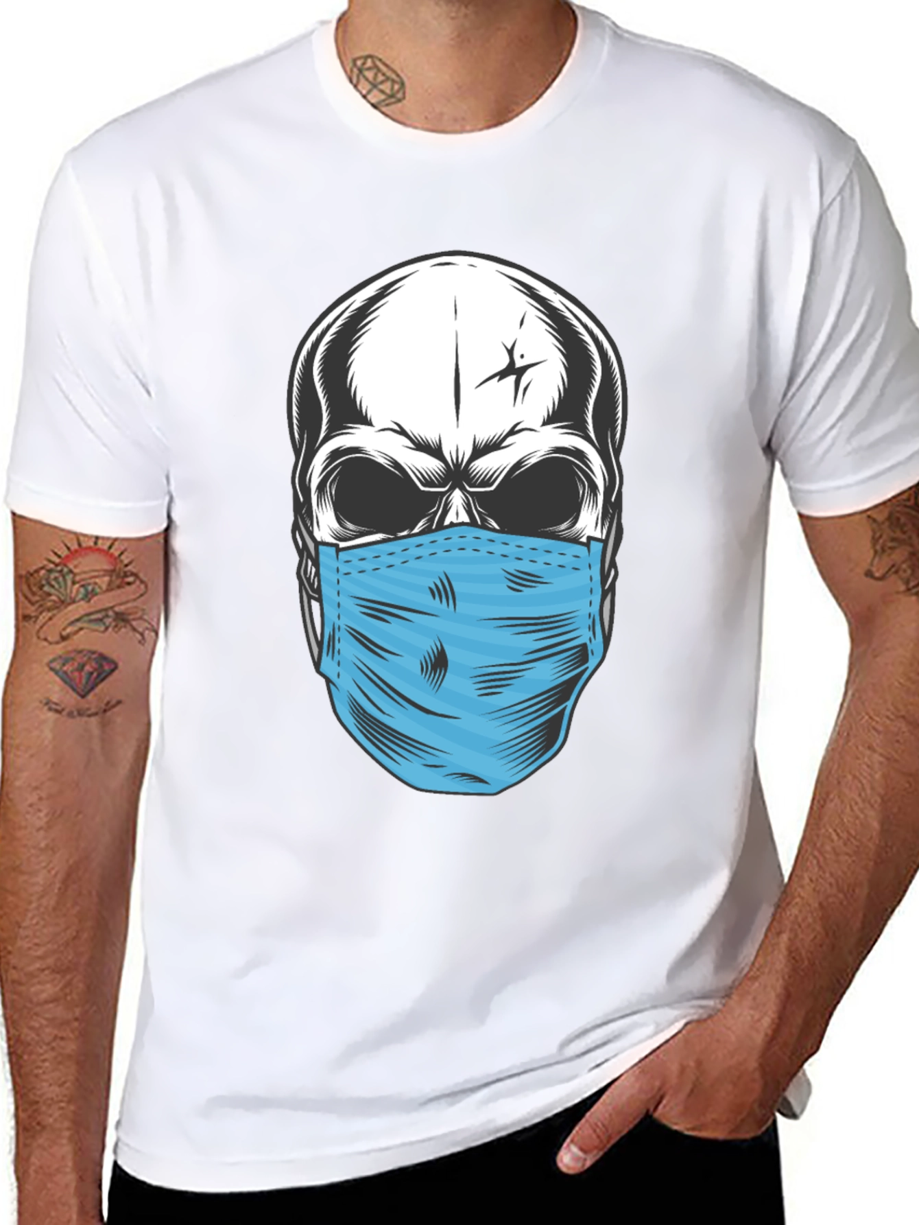 Skull with Mask Graphic T-Shirt