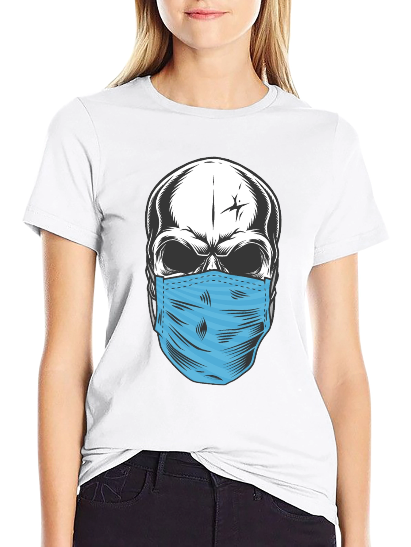 Skull with Mask Graphic T-Shirt