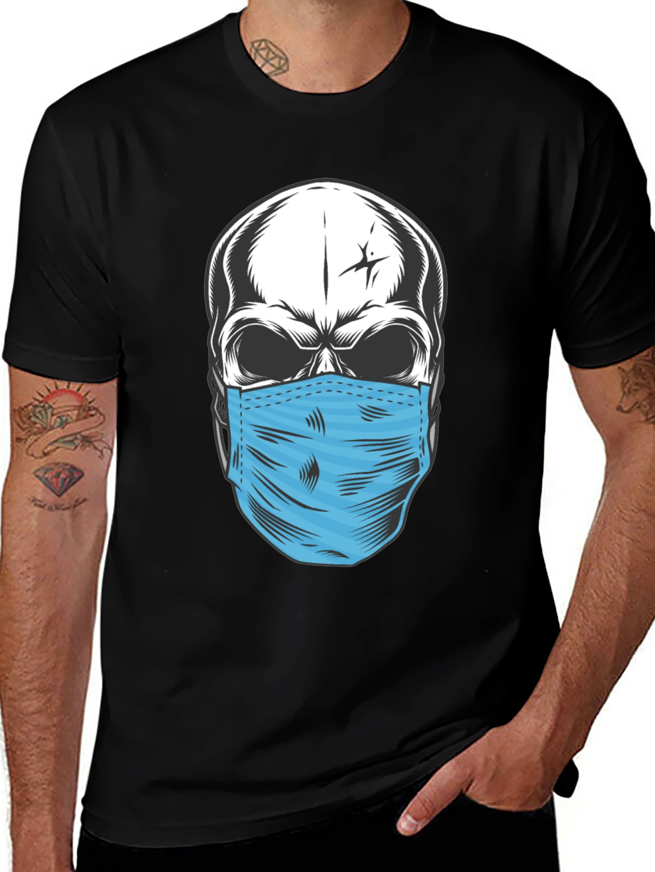 Skull with Mask Graphic T-Shirt