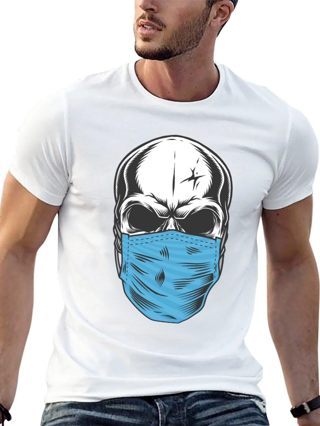 Skull with Mask Graphic T-Shirt