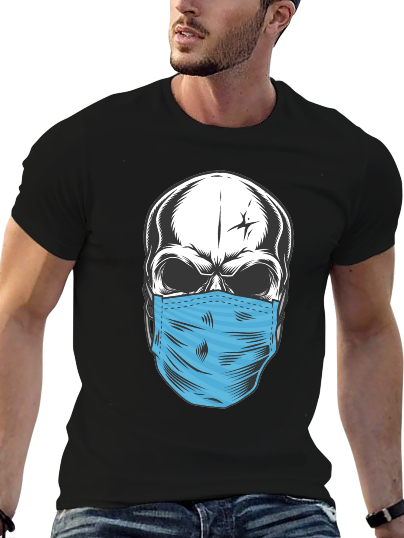 Skull with Mask Graphic T-Shirt