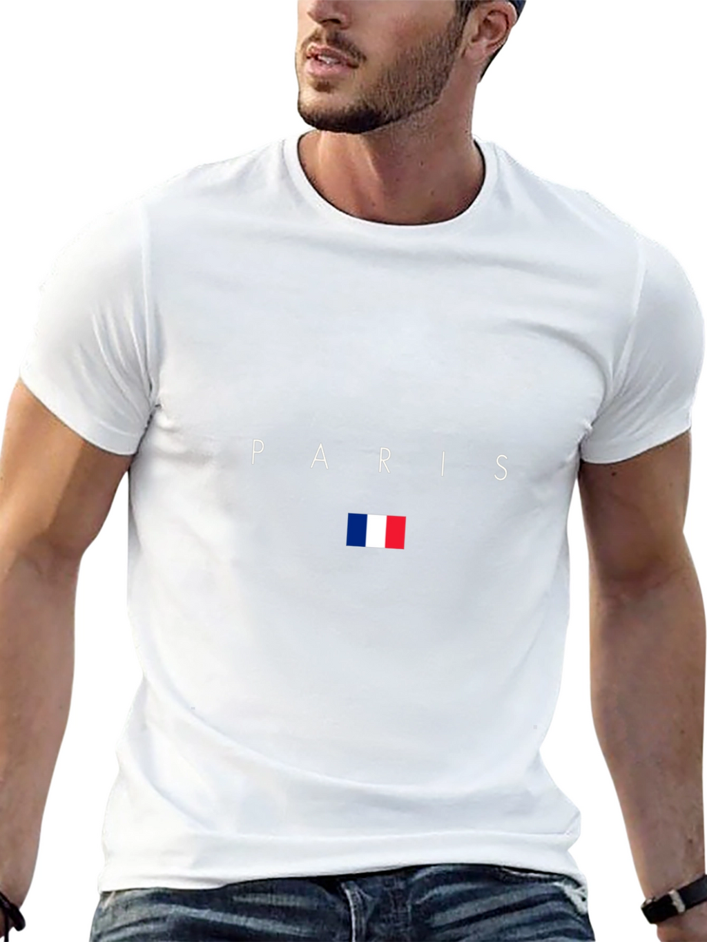 Paris France Flag Graphic Black T-Shirt