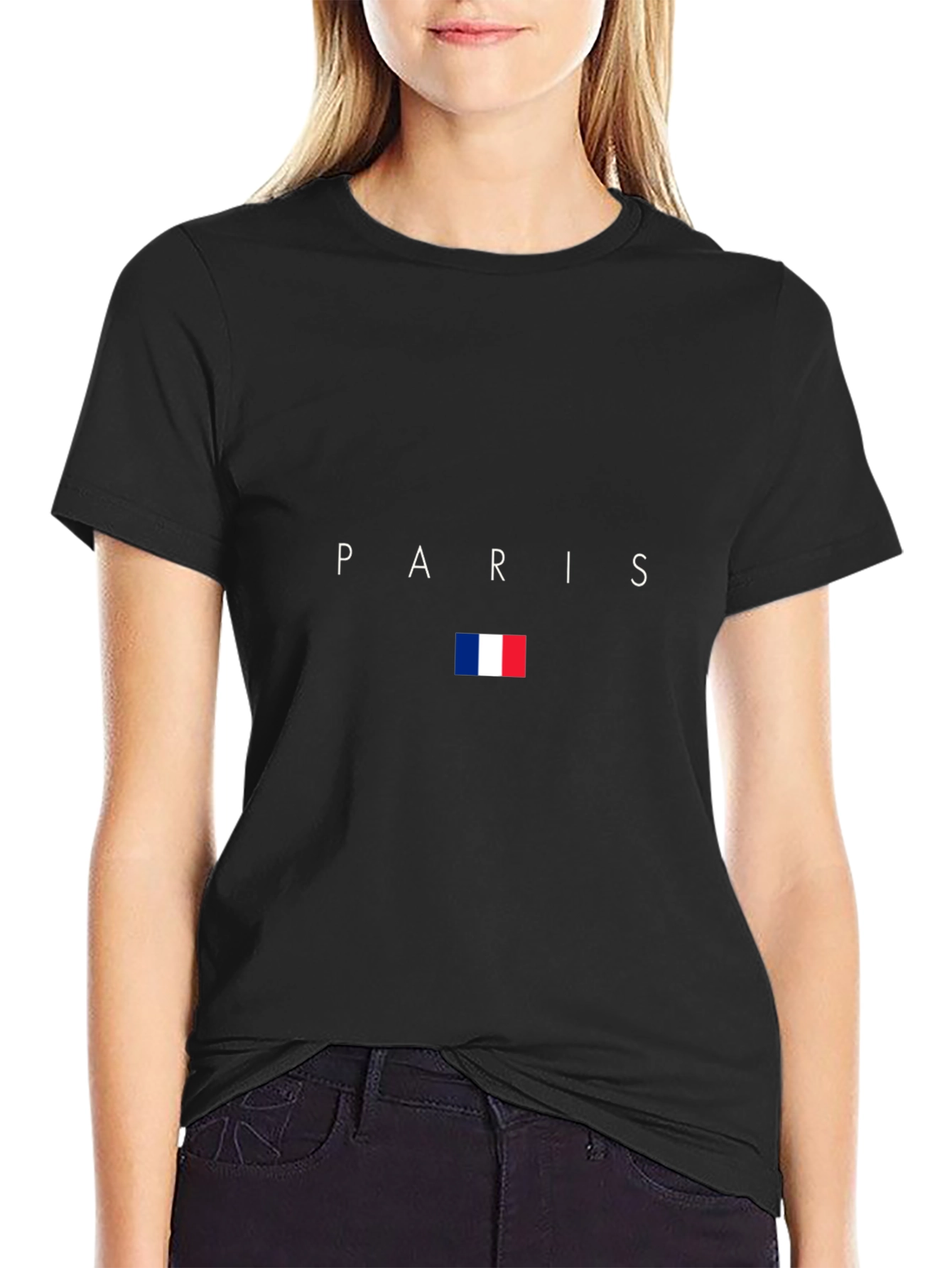 Paris France Flag Graphic Black T-Shirt