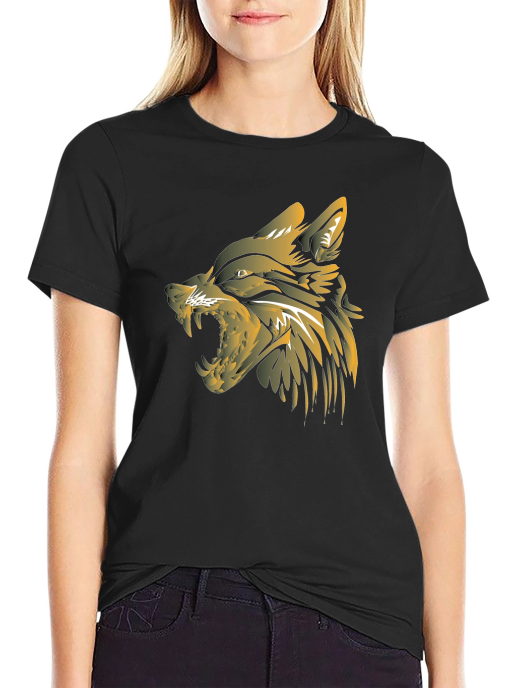 Mens Black Wolf Graphic T-Shirt