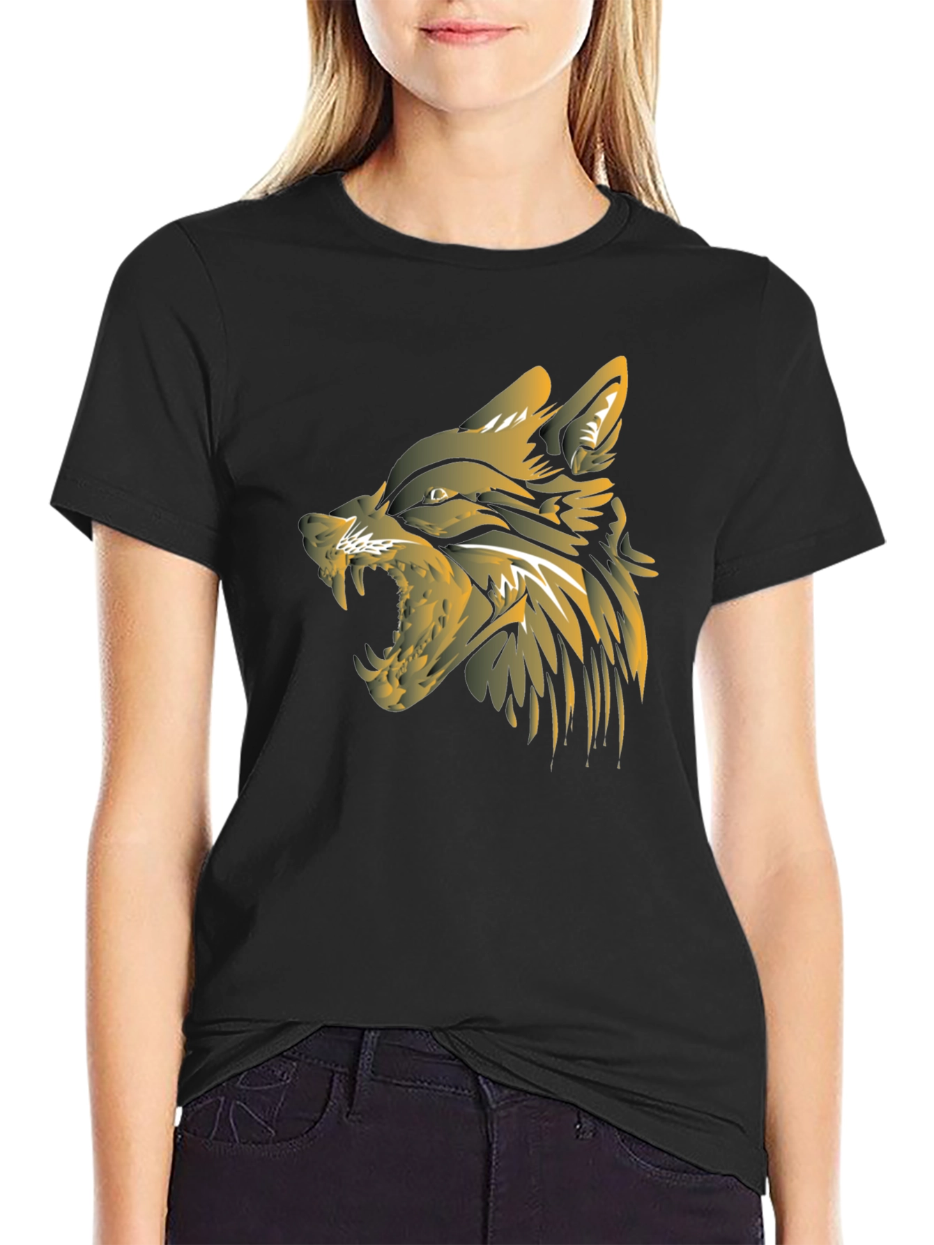 Mens Black Wolf Graphic T-Shirt