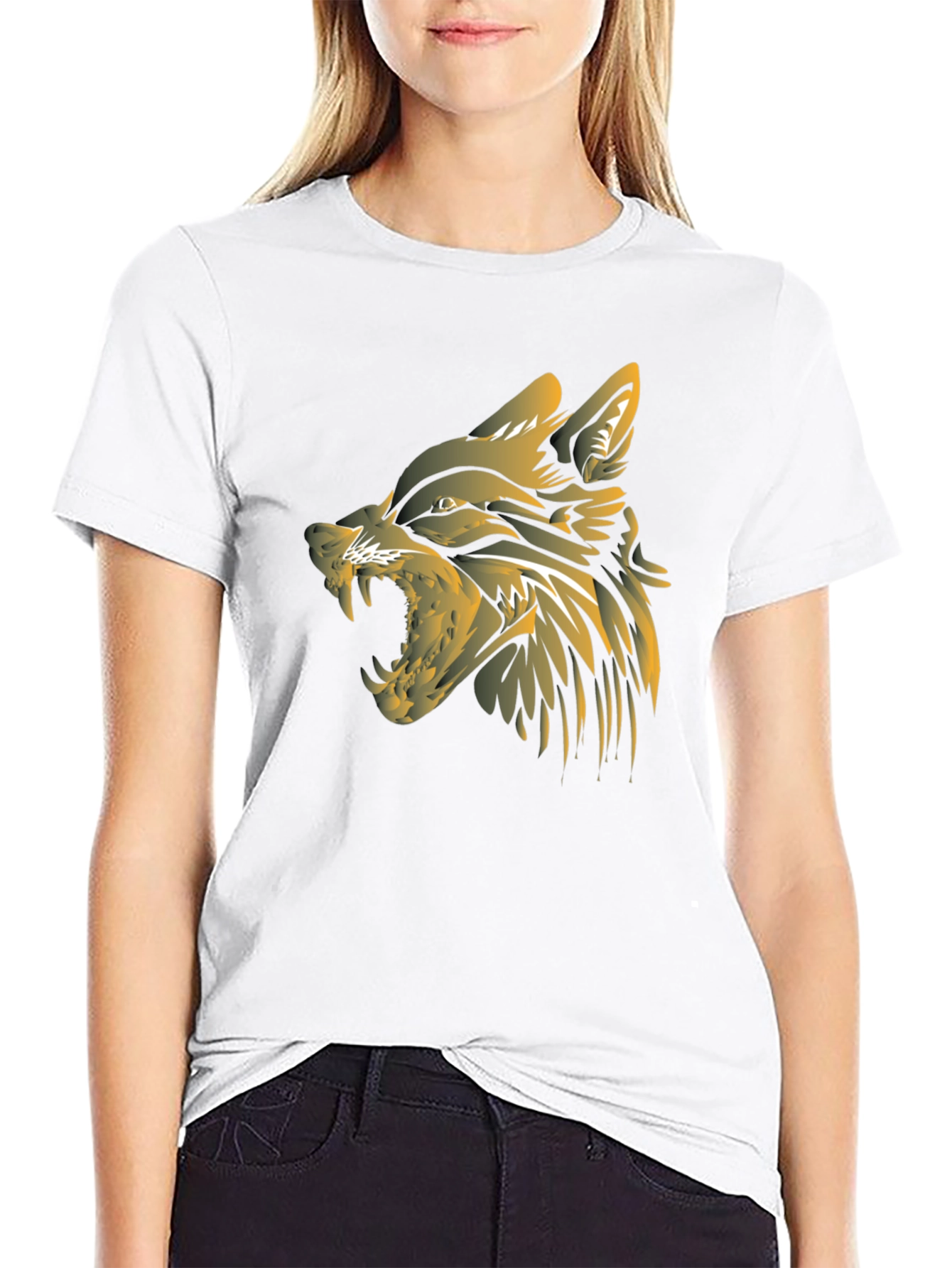Mens Black Wolf Graphic T-Shirt