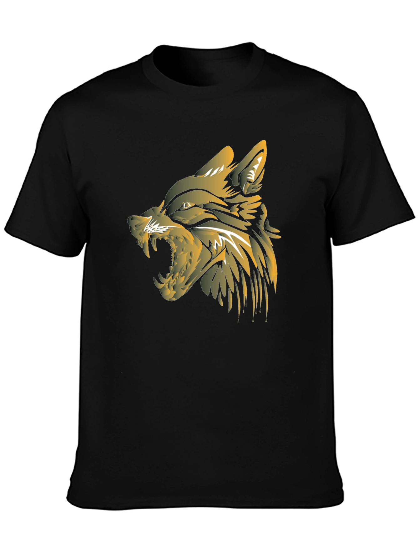 Mens Black Wolf Graphic T-Shirt