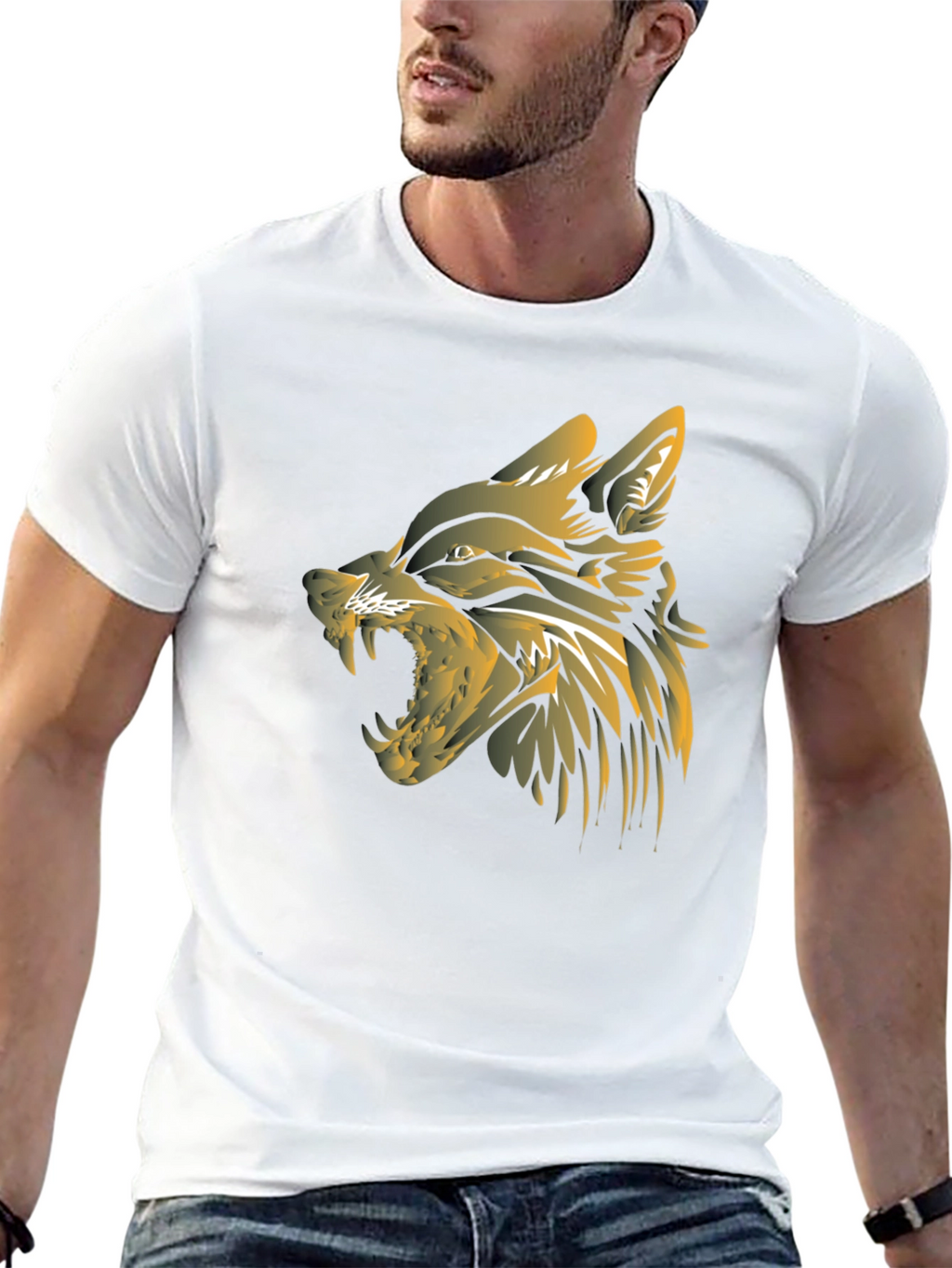 Mens Black Wolf Graphic T-Shirt