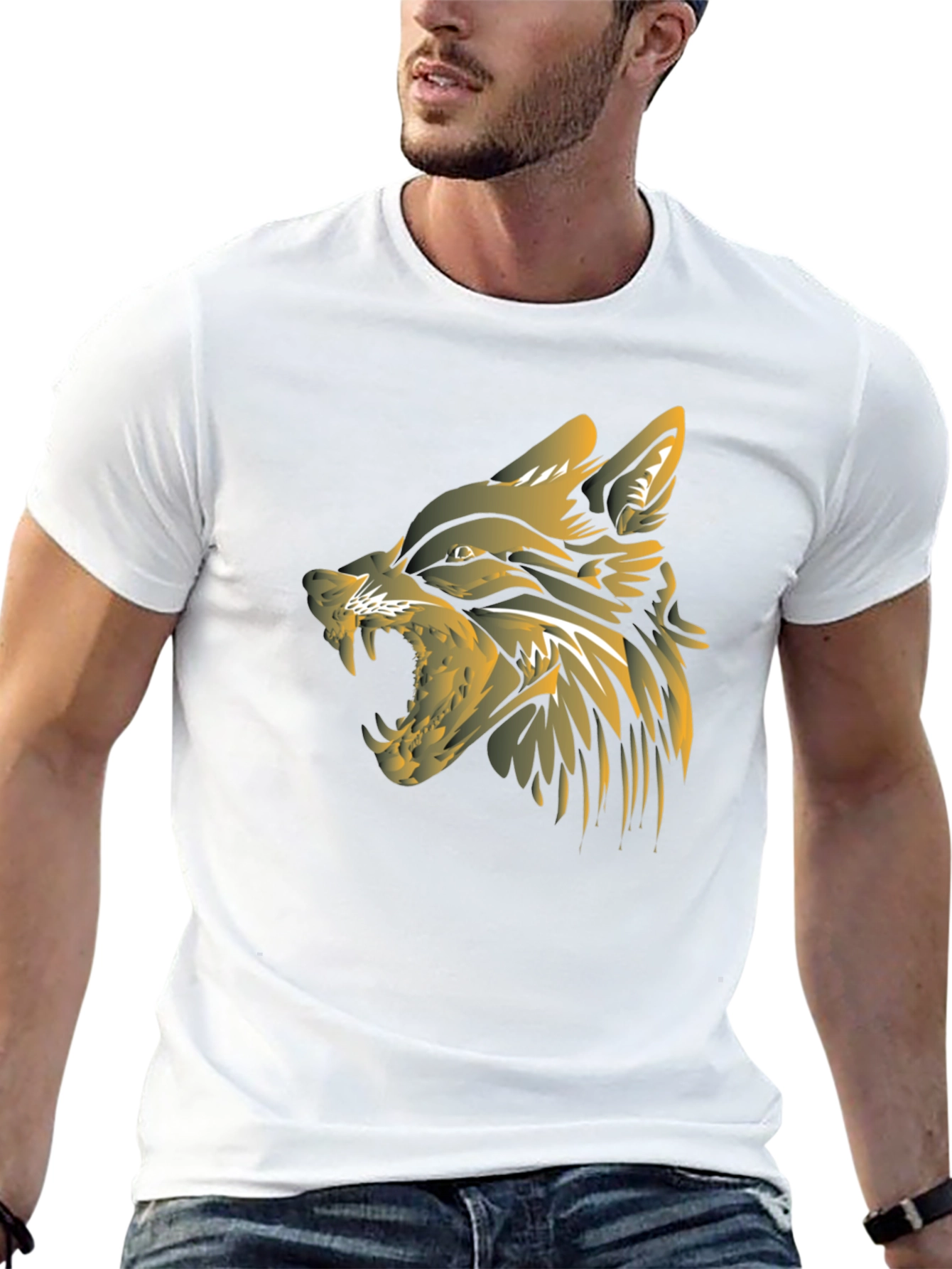 Mens Black Wolf Graphic T-Shirt
