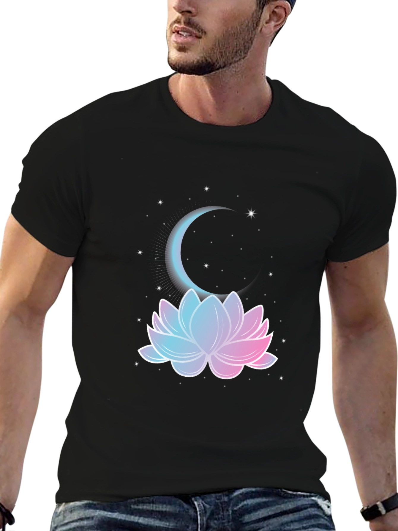 Lotus Moon Graphic Tee - Mens Black T-Shirt