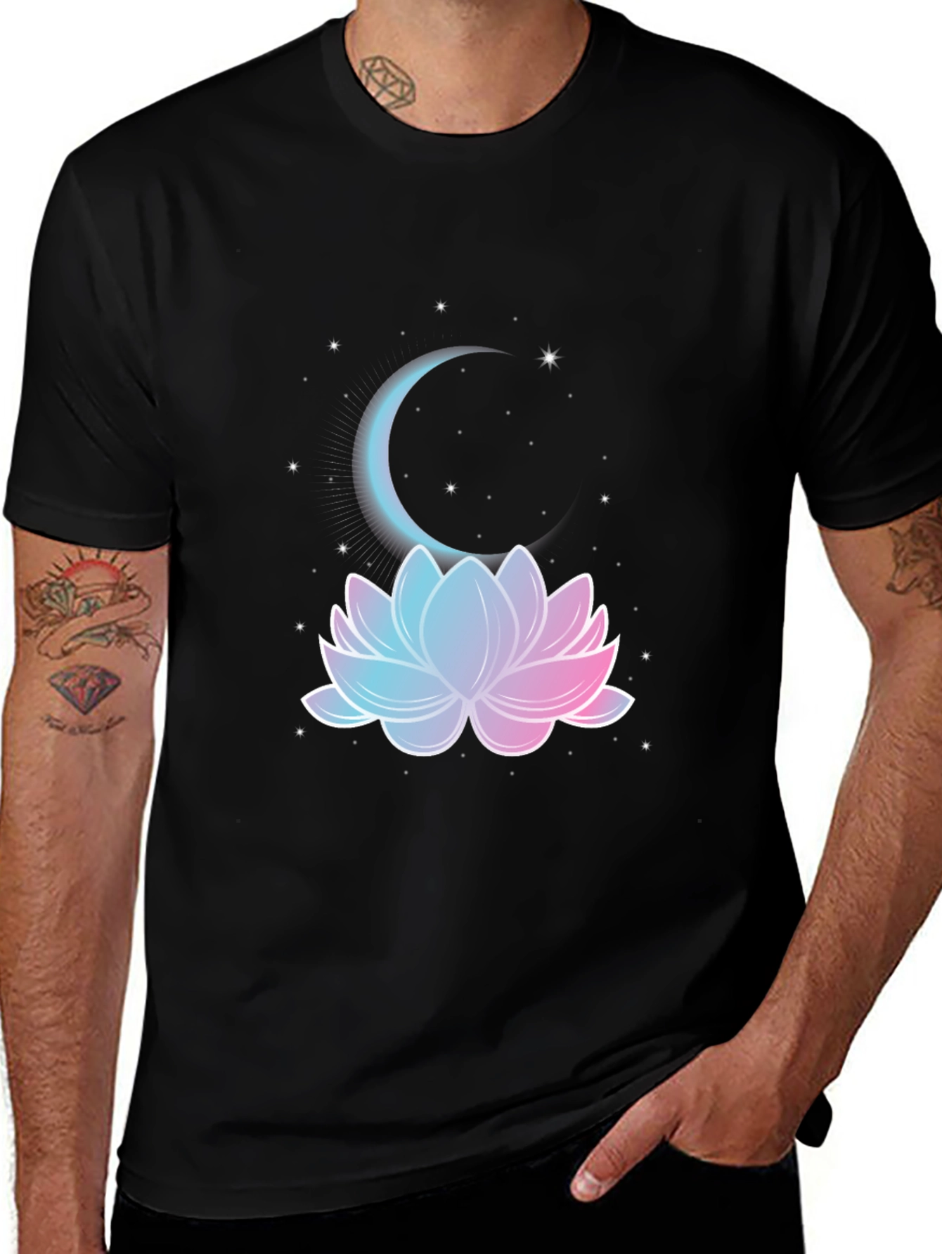 Lotus Moon Graphic Tee - Mens Black T-Shirt