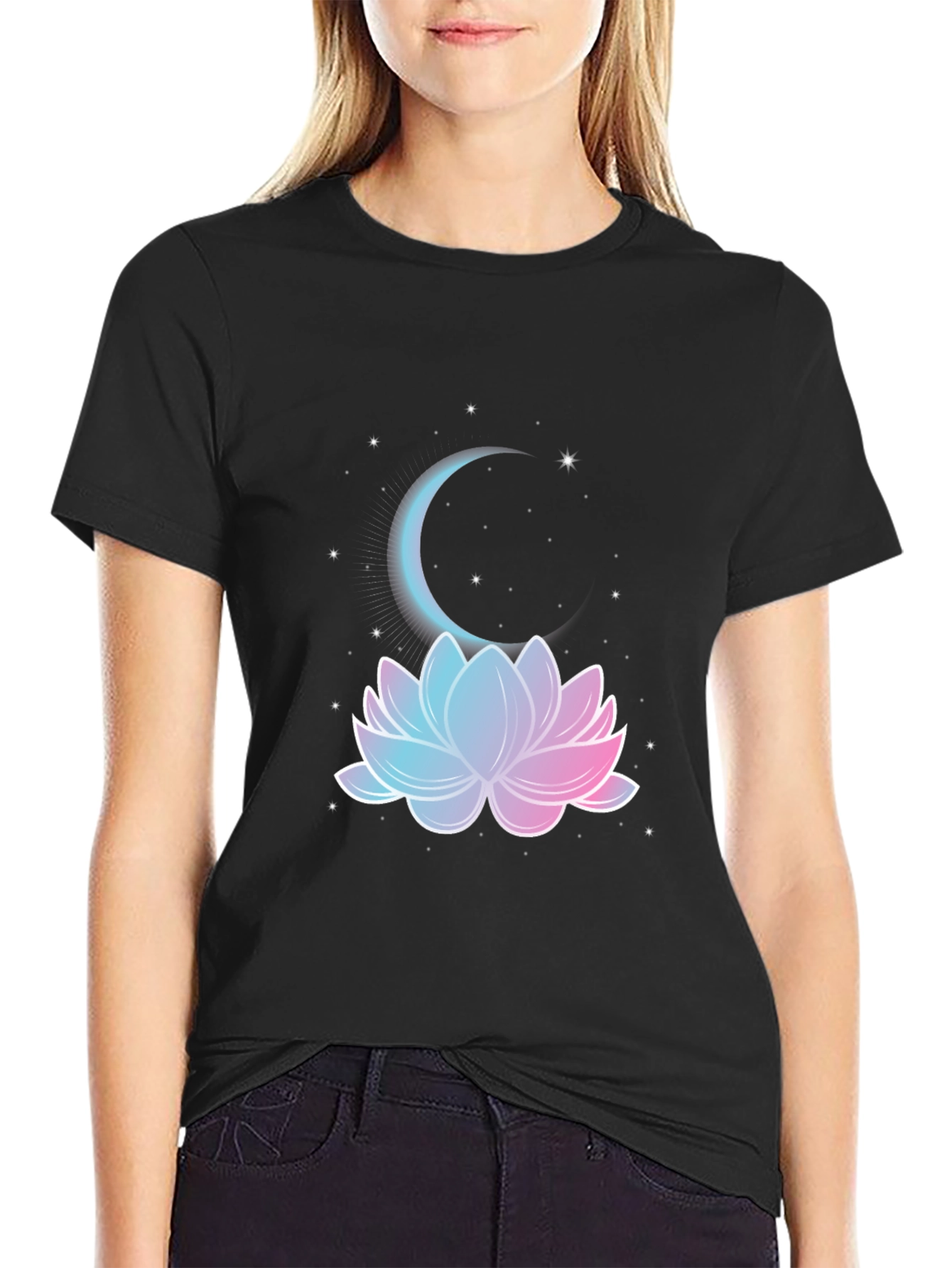 Lotus Moon Graphic Tee - Mens Black T-Shirt